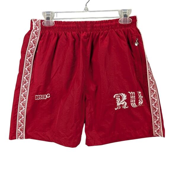 Bosco Sport Swim Shorts Mens Medium Red Zip Pockets Mesh Lined Russia Olympic - Picture 1 of 11